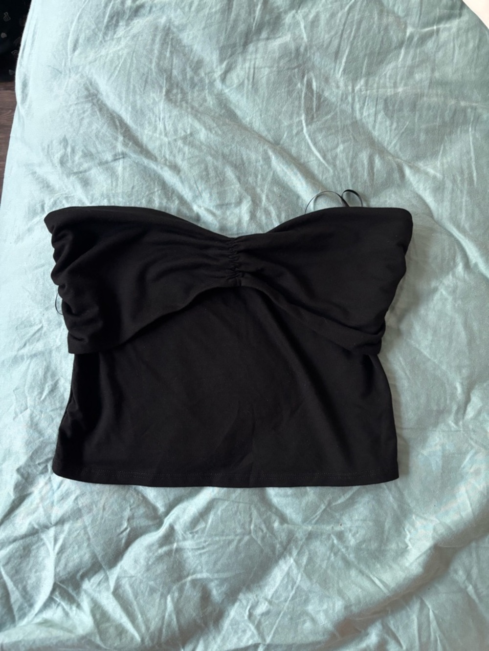 Reformation Black Ruched Strapless Tube Top